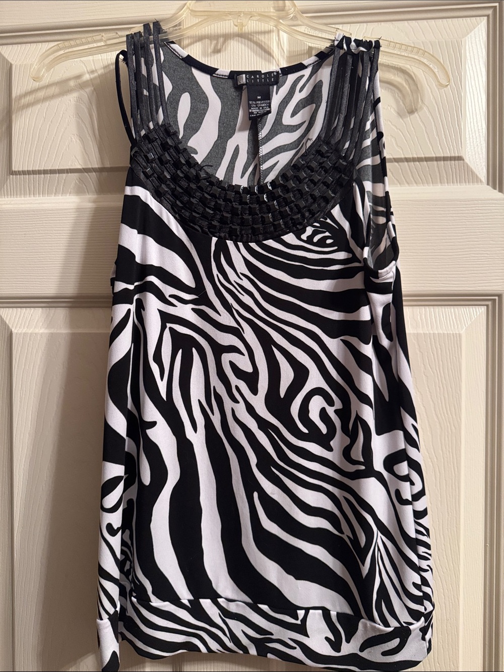 Carole Little Black and White Zebra Print Top